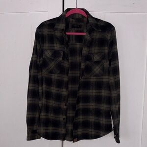 Delta Plaid Black Casual Button Down Shirt
